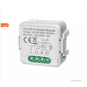 Tuya Smart Mini light Switch module with mounting clip•